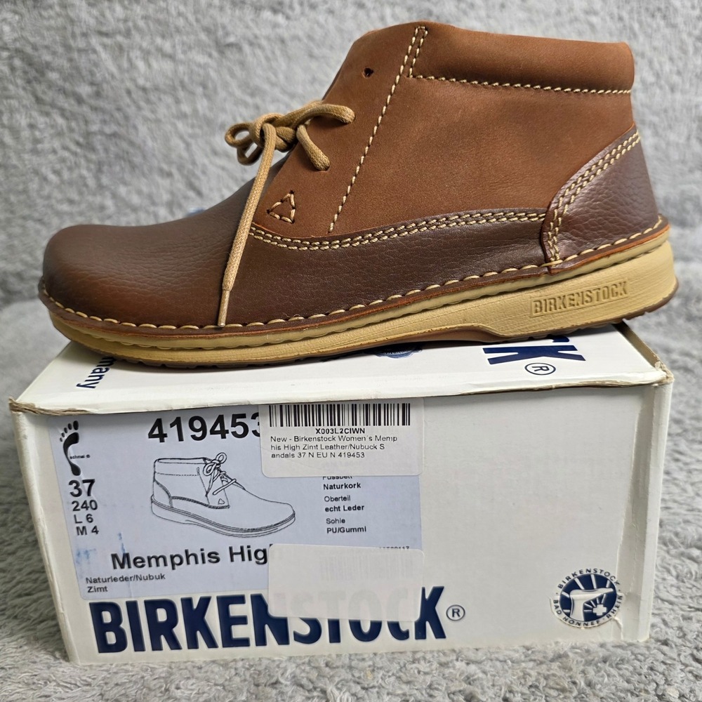 Birkenstock Memphis High Brown Leather Nubuck Ankle Boots Unisex EU 37‎  NIB